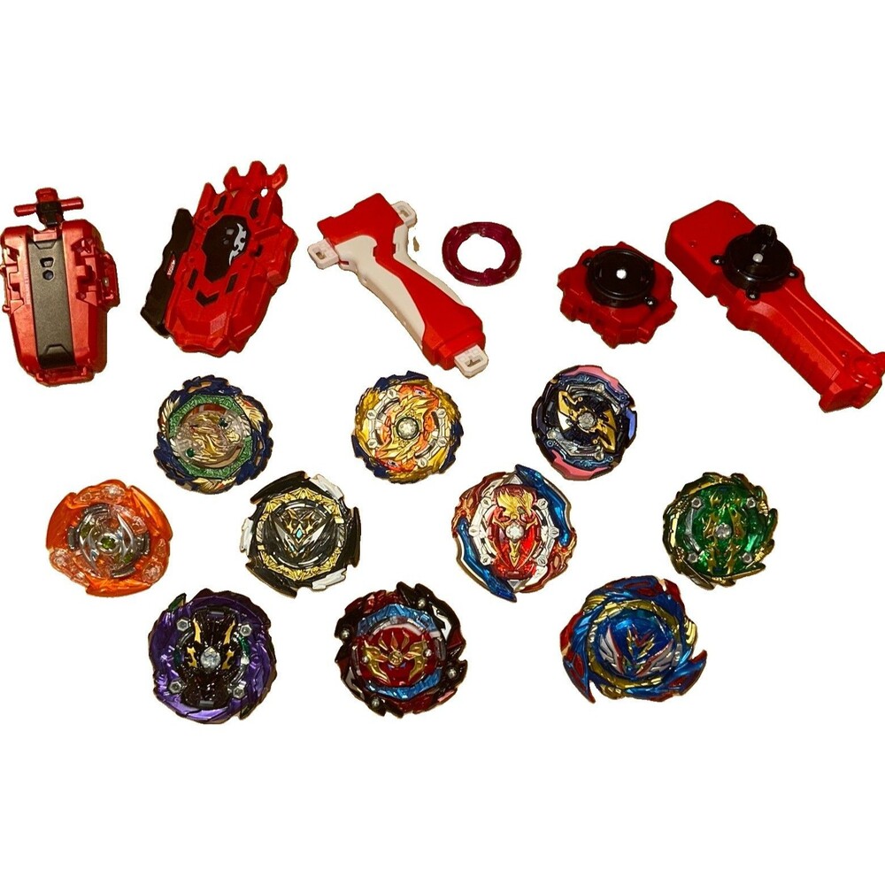 10 Rare Beyblade Collection W/ Launchers Takira Tomy, Valkyrie, Burst, 36 Pieces